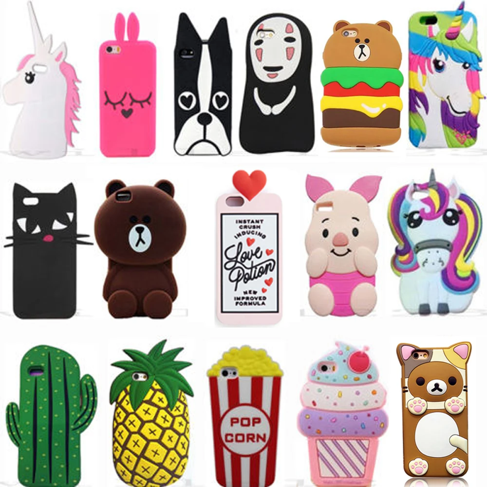 

3D Cartoon Soft Silicone Phone Back Case Cover Skin Shell For Apple iPhone 5 5S 5C SE 6 6S 6 Plus 6S Plus