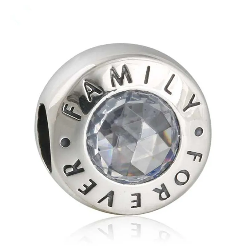 

Clear Crystal Family Forever Charms Beads Fits Pandora bracelets Making Original 100% 925 Sterling Silver CZ Family Bead