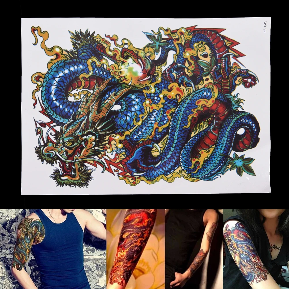 1 Sheet Waterproof Arm Leg Temporary Tattoo Stickers Dragon Tattoo Stickers Men Tattoo Transfer Sexy Products