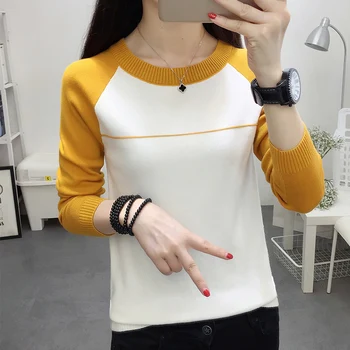 

Wool knitwear, female 2020 new Korean version, bottoming autumn winter wear, striped body long sleeved