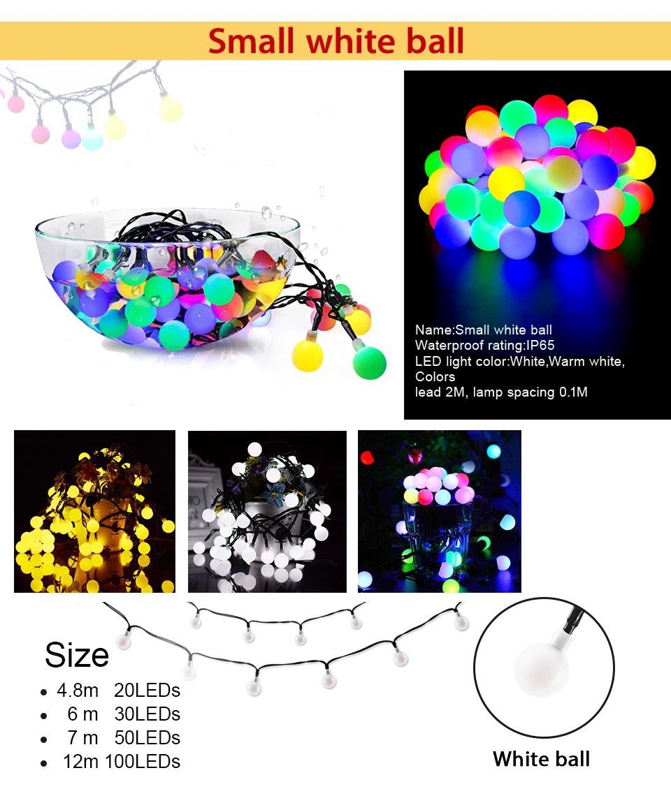CHIZAO светодиодный праздник Multi-цвет шарика строка Солнечный свет Мощность Водонепроницаемый IP65 для дома вечерние сад дерево забор декора