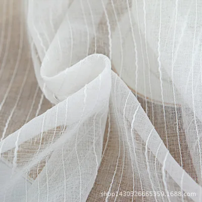 Занавески в скандинавском стиле для гостиной с геометрической вышивкой, занавески, белый полосатый Фатин, DF056-30 - Цвет: White Stripe Tulle