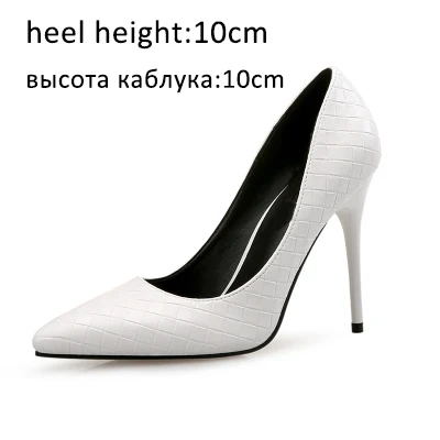 Женская обувь на высоком каблуке; женские туфли-лодочки с острым носком; пикантные сетчатые вечерние туфли; весенние офисные женские туфли без застежки; модельные туфли размера плюс - Цвет: White Shoes 10cm
