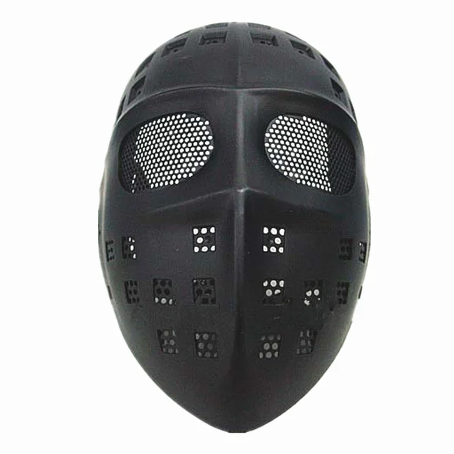 Full Face mask dance mask Hockey Type Airsoft Mesh Goggle Mask ABS Black on