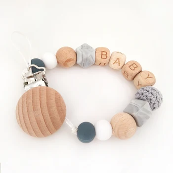 

Silicone Pacifier Chains Safe Teething Chain Baby Teether Pacifier Clips Holder Chain Can't Change Name