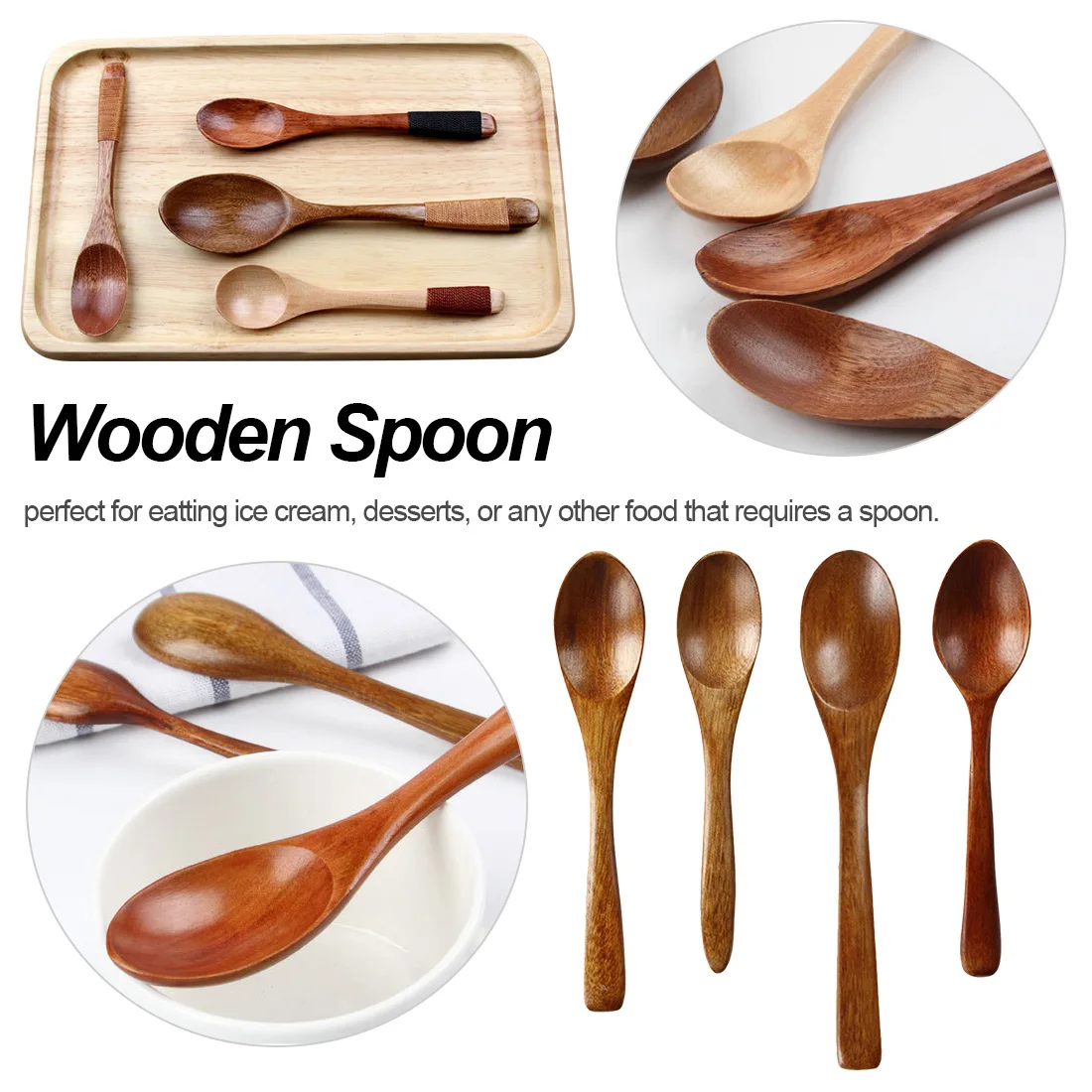 

Wooden Spoon Spoon Home Flatware Porridge Bowl Chinese Dinner Spoon Japanese Soup Spoon for Home Restaurant