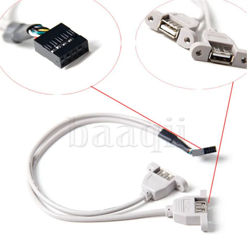 MLLSE 2 порта USB 2,0 Женская материнская плата стандартное Крепление к 9-контактному адаптеру кабеля CB150