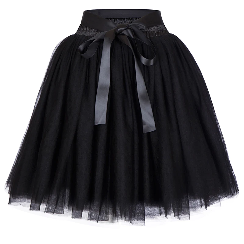 Women's High Waist Princess Tulle Skirt Adult Dance Petticoat A-line Wedding Party Tutu 7 Layers Midi Lolita Faldas Saia Skirts