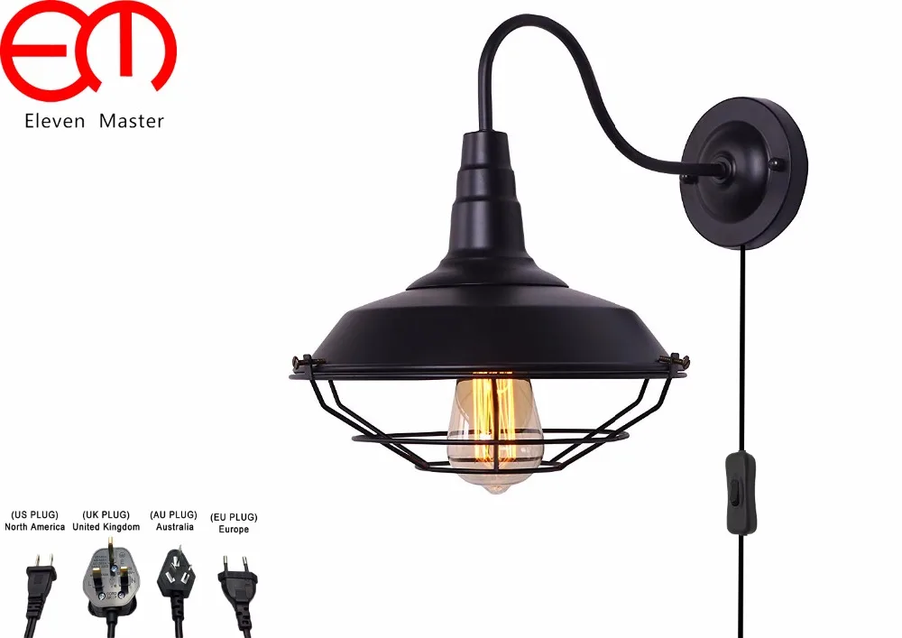 

With Mesh lampshade vintage ancient Vintage led wall lamps personalized umberlla black shade Antique wall light KWL0045