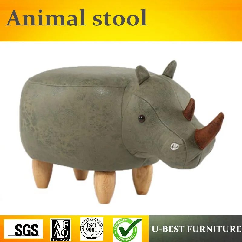 Free shipping U BEST grey color PU leather animal storage stool for