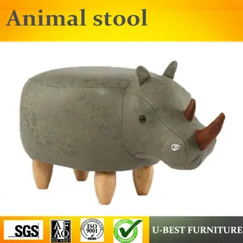 

Free shipping U-BEST grey color PU leather animal storage stool for kids / shoes fitting stool