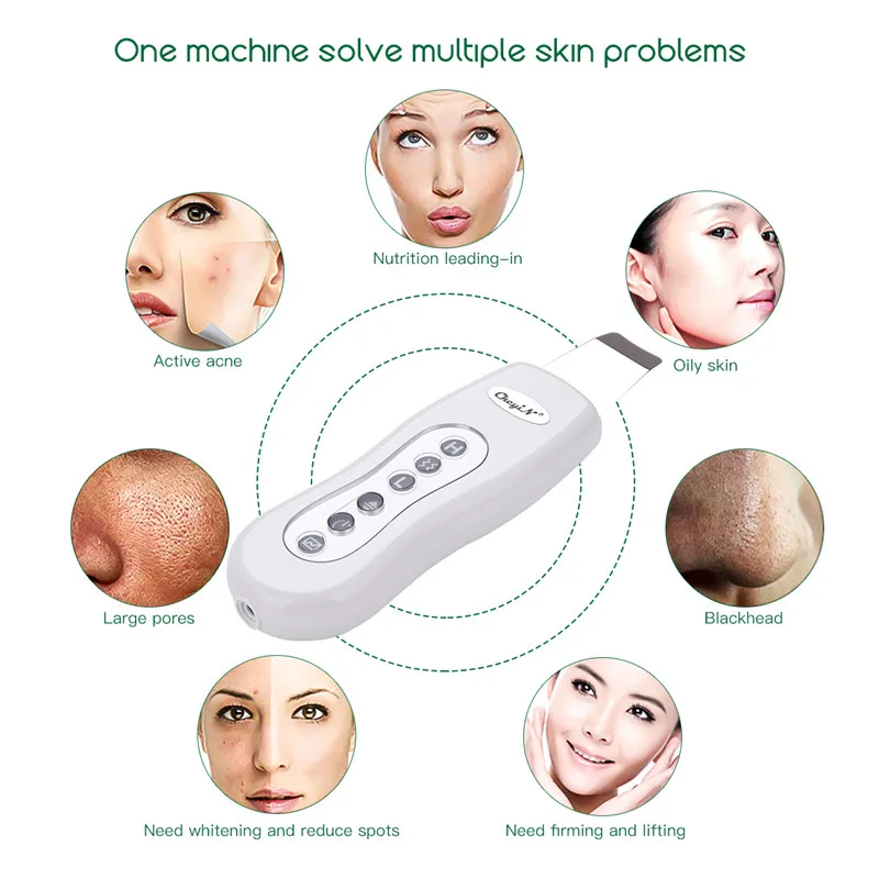 

CkeyiN Ultrasonic Face Skin Scrubber Blackhead Acne Removal Facial Massager Face Peeling Cleaner Facial Machine Beauty Care