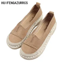 HUIFENGAZURRCS/Лидер продаж; художественная обувь в стиле ретро Mori girl; обувь из натуральной кожи ручной работы; женская обувь на плоской подошве; 3 цвета