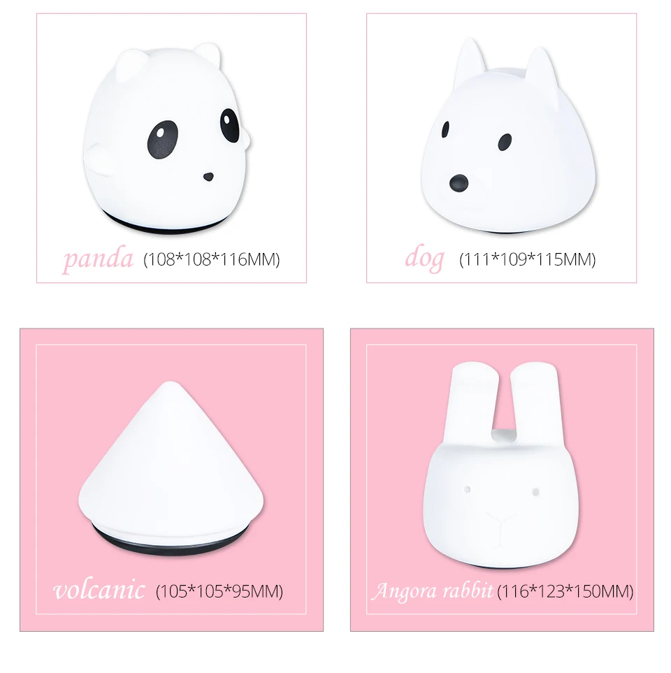 Night Light Lovely Sleeping Lamp Baby Room PandaRabbitDogDolphin Cartoon Animal Silicone Touch Sensor Tap Control Nightlight (3)