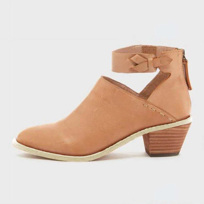 

2019 New Women Spring Solid Zippers PU Ankle Boots Ladies Casual Round Toe Med Chunky Square Heels Booties Size 35-43