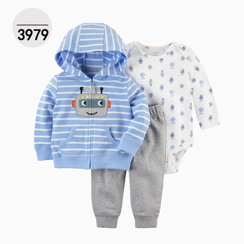 Cotton Baby Set Fashion 6-24M Toddler Boy Girl Spring Autumn Outfit Coat+PP Pants+Bodysuit 3PCs Sets New Baby Cartoon Clothes (8)