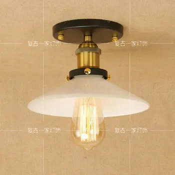 

Vintage American LED ceiling light dining room balcony Glass Iron restaurant bedroom living room ceiling lamp RCL0016
