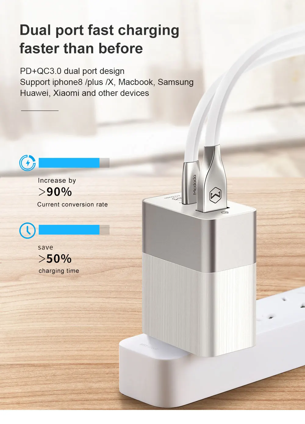 Mcdodo EU US UK штепсельная вилка 3 в 1 18 Вт USB-C PD Быстрая зарядка универсальное дорожное зарядное устройство 3а настенный QC 3,0 адаптер для xiaomi iPhone samsung