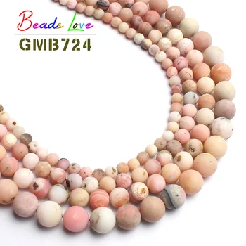 

natural stone beads dull polish matte pink opal stone round loose beads for jewelry making 15inch/strand 6/8/10/12mm pick size
