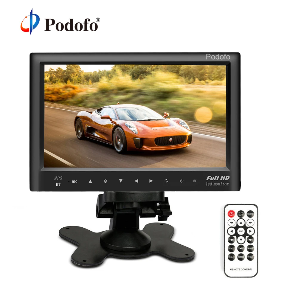 

Podofo 7" Car Rear View Monitor Bluetooth Slim Dashboard Screen Car Video Audio FM Transmitter MP5 USB Car Backup Reversing