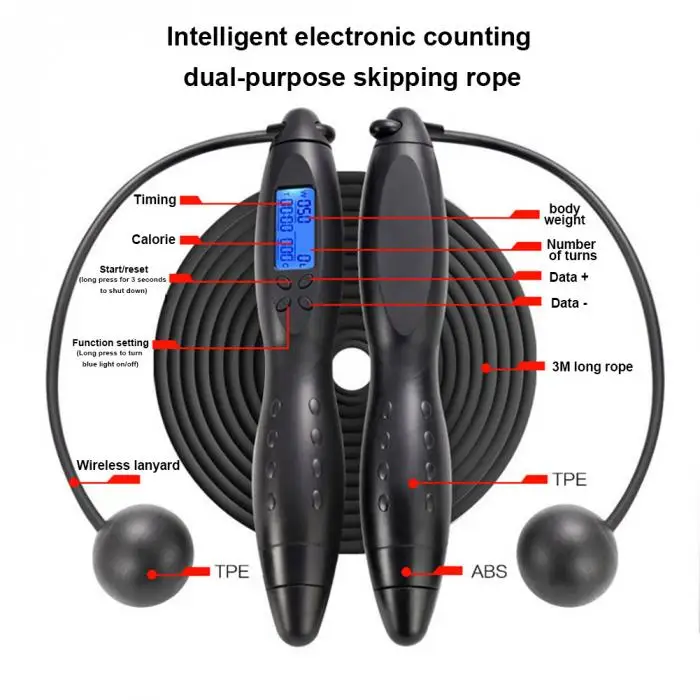 Цифровая скакалка подсчета калорий Фитнес Спорт скакалки тренировки Excercise инструмент YS-BUY