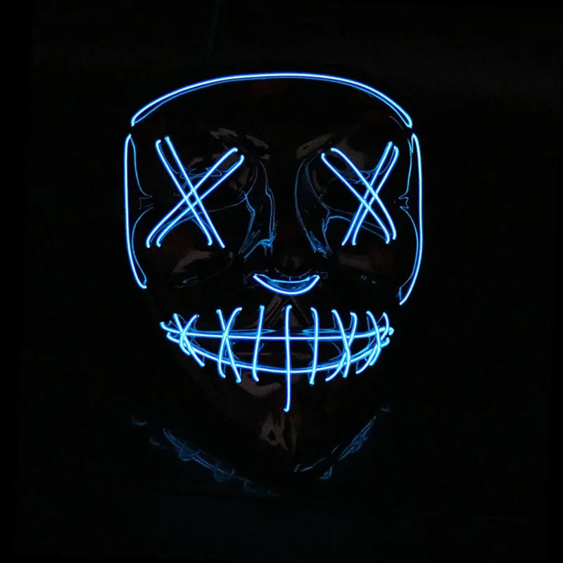 Хэллоуин СВЕТОДИОДНЫЙ маска EL Wire светящаяся маска призрака мигающая световая маска для Хэллоуина страшная косплей маскарад Вечерние светящаяся маска
