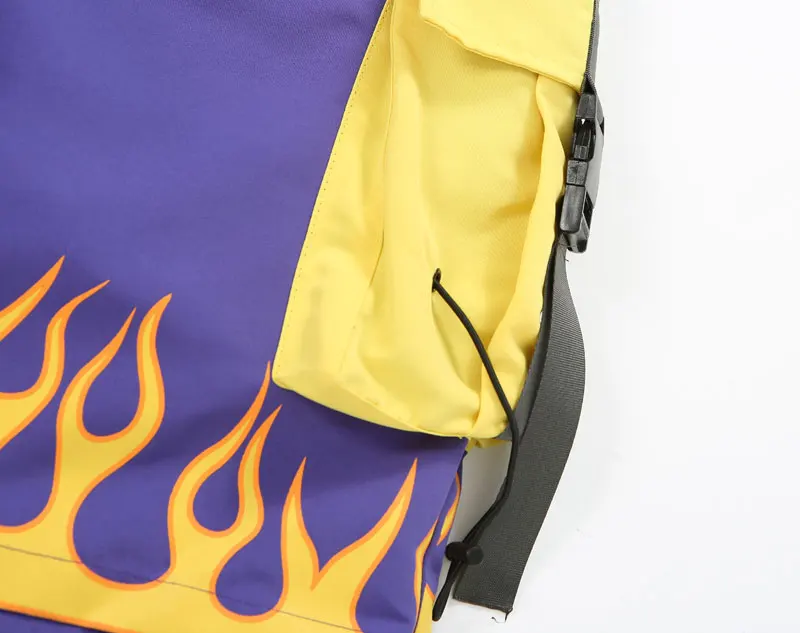 Side Strap Buckle Fire Flame Cargo Baggy Shorts 4