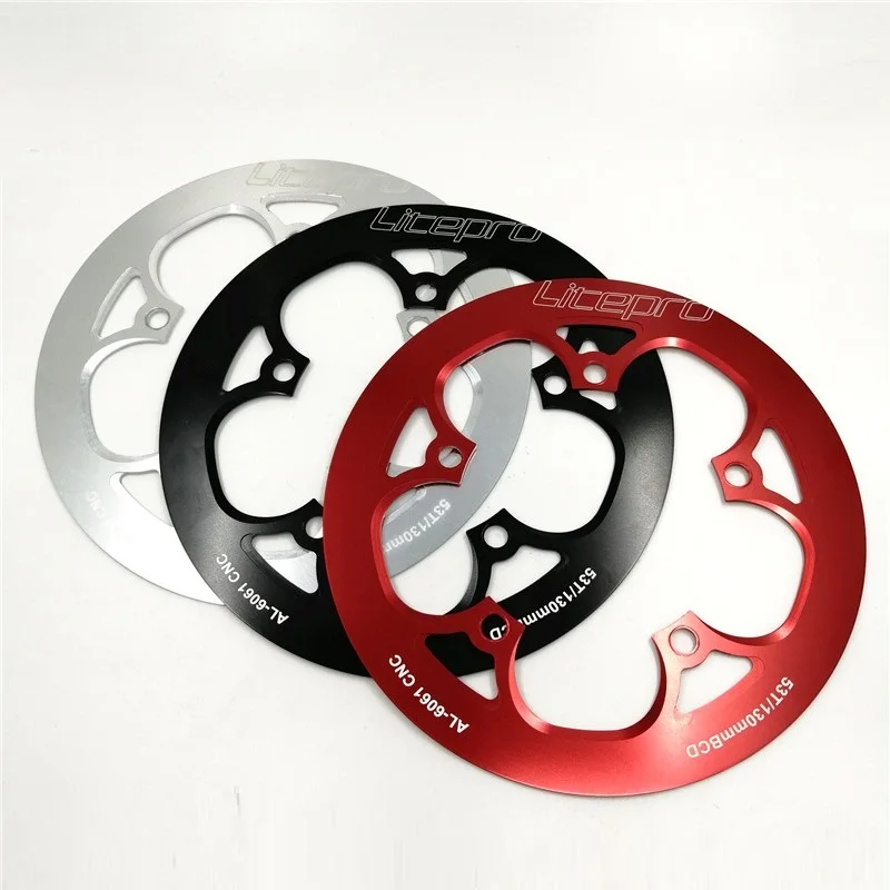 

LITEPRO Chain Wheel Guard Plate Alloy 130BCD 52T/53T Single Speed Chainring Sprocket Protection Disc Cover Folding Bike Part
