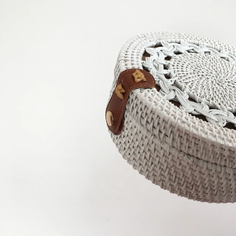 Rattan Bags White Bali Shoulder Lady Bag Round Summer Beach Crossbody Bag Womans Handbags Brands Designers Straw Bags 2019