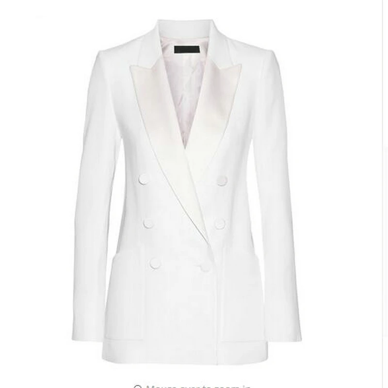 White Work Bussiness Formal Elegant Women Suit Set Blazers And Pants Office Suits Fashion Charming Peaked Lapel Women Suit