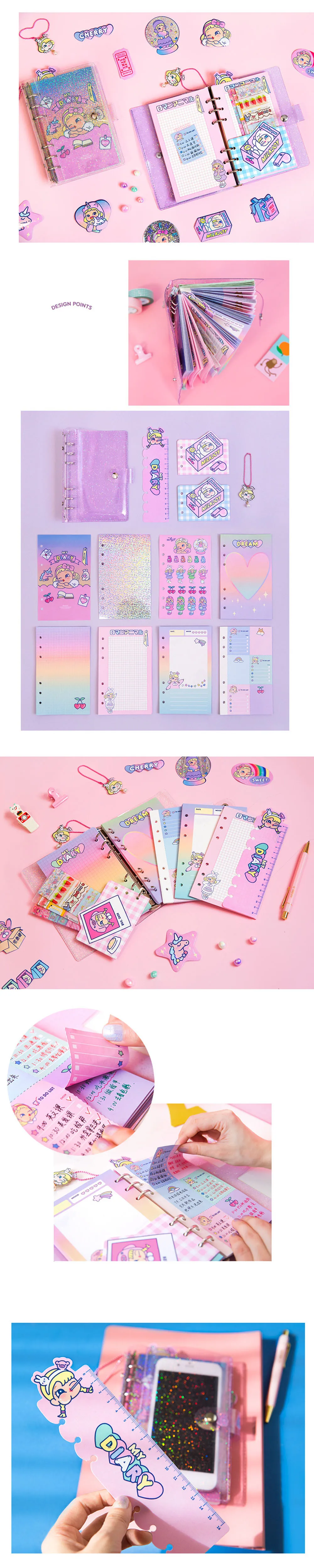 Kawaii DIY повестки дня Тетрадь A6 Binder корейский дневник на спирали планировщик Органайзер записная книга для девочек Fichario Traveller журнал этюдник