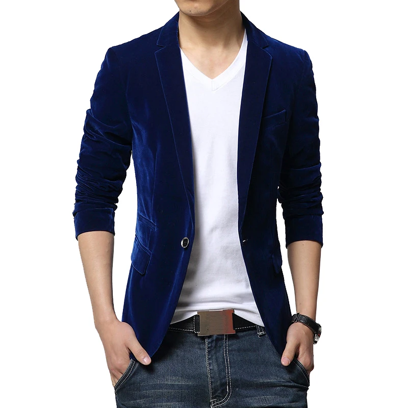 

TFETTERS Brand Autumn Men Blazer 2019 Casual Corduroy Jacket One Button Blazer Masculino Slim Fit Solid Color Suit & Blazer
