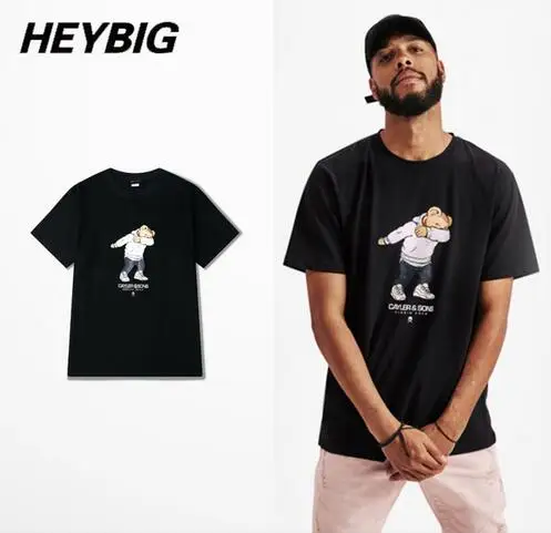 Лидер продаж 2017 футболка HEYBIG для хип-хопа уличная с медведем из мультфильма