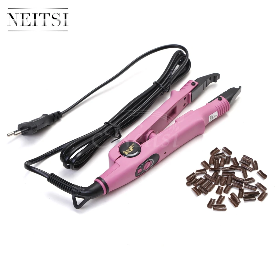 

Neitsi Professional 1PC Pink Euro Plug Hair Connector & 50pcs Nail Tips U-Shaped Keratin Glue One Set Hair Extensions Tools