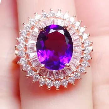 

Amethyst ring Free shipping Natural real amethyst ring 925 silver Fine jewelry Luxury style 2.4CT gemstone #T18102403