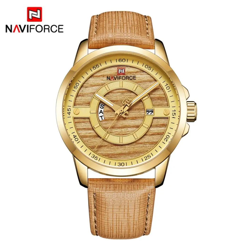 NAVIFORCE мужские часы лучший бренд роскошные кожаные Наручные Мужские Дата неделя 30