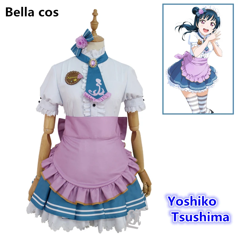

Custom size Lovelive sunshine Aqours Yoshiko Tsushima cosplay costume Valentine's lolita Apron maid dress Anime clothes outfits