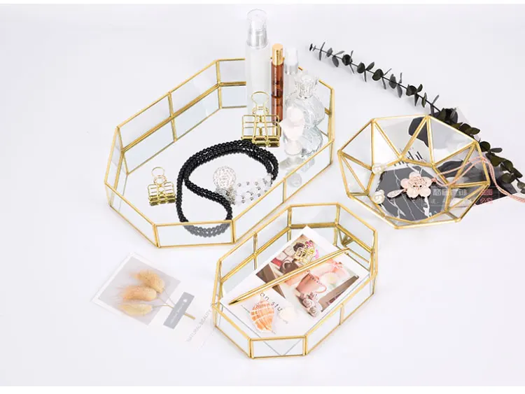 Геометрические формы косметические лотки красота ювелирные украшения для макияжа ожерелье серьги коробка для браслетов офисный Декор тарелки предметы