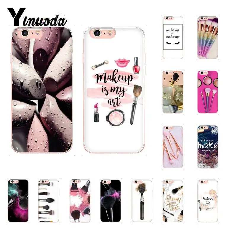 Yinuoda красивый чехол для телефона с кистью макияжа девочек iPhone X XS MAX 6 6S 7 7plus 8 8Plus 5 5S