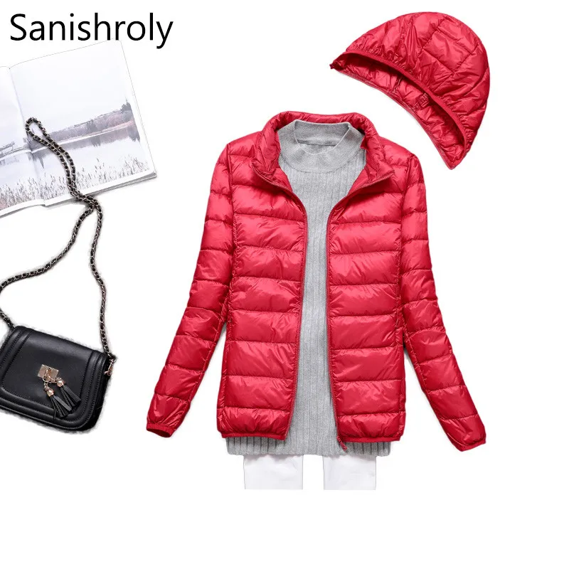 

Sanishroly 2018 Autumn Winter Women Ultra Light White Duck Down Jacket Ladies Hooded Coat Parkas Short Tops Plus Size 3XL SE315