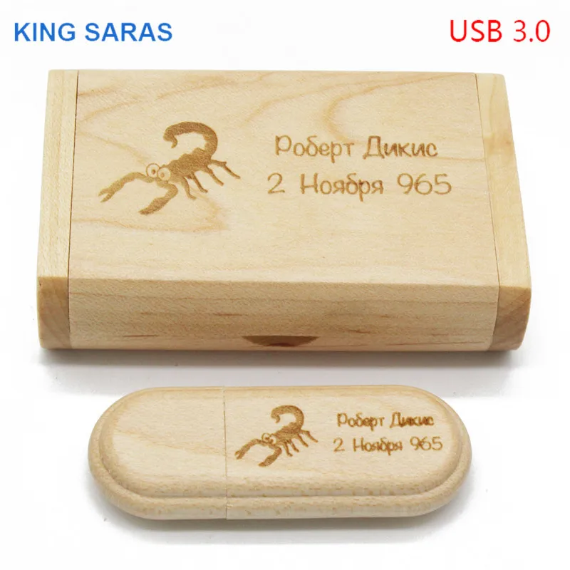 Король SARAS usb3.0 клена+ коробка usb флеш-накопитель 4 GB/8 GB/16 GB/32 GB/клен photogrephy Деревянный Гравировка логотипа лучший подарок