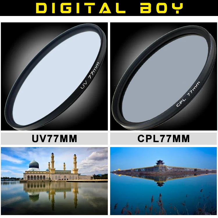 (2pcs/1lot)1pcs Digital Boy 77mm UV Lens Filter+77mm Circular