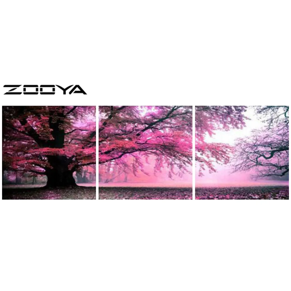 

ZOOYA DIY Full Diamond Embroidery Painting Cross Stitch Triptych Paintings Diamond Mosaic Landscape Tree Wall Sticker RF865