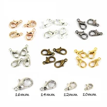 Маленькая посылка 10 шт./лот 10,12, 14,16 мм крючок для украшений Лобстер попугай застежками 6 цветов на выбор. Ожерелье с цепочкой