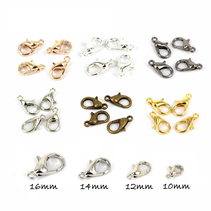 

Small Package 10pcs/lot 10,12,14,16mm lobster Parrot Clasps 6colors Choose . Fit Link Chain Necklace