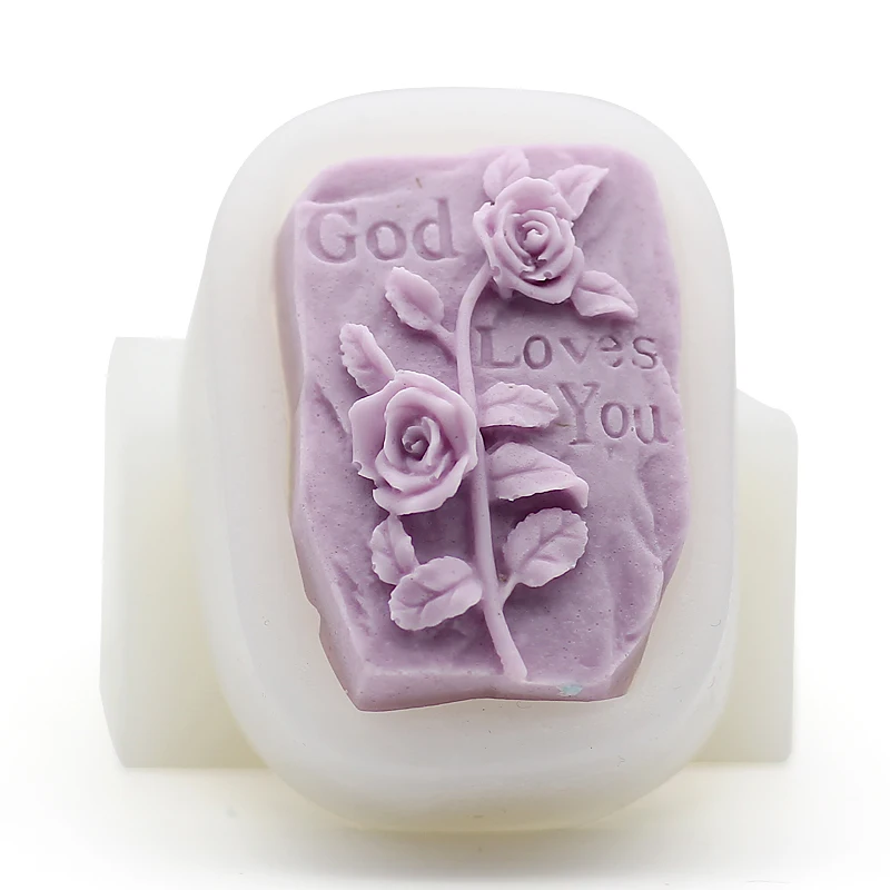 DIY handmade soap Mold God bless Flower silicone soap Mold