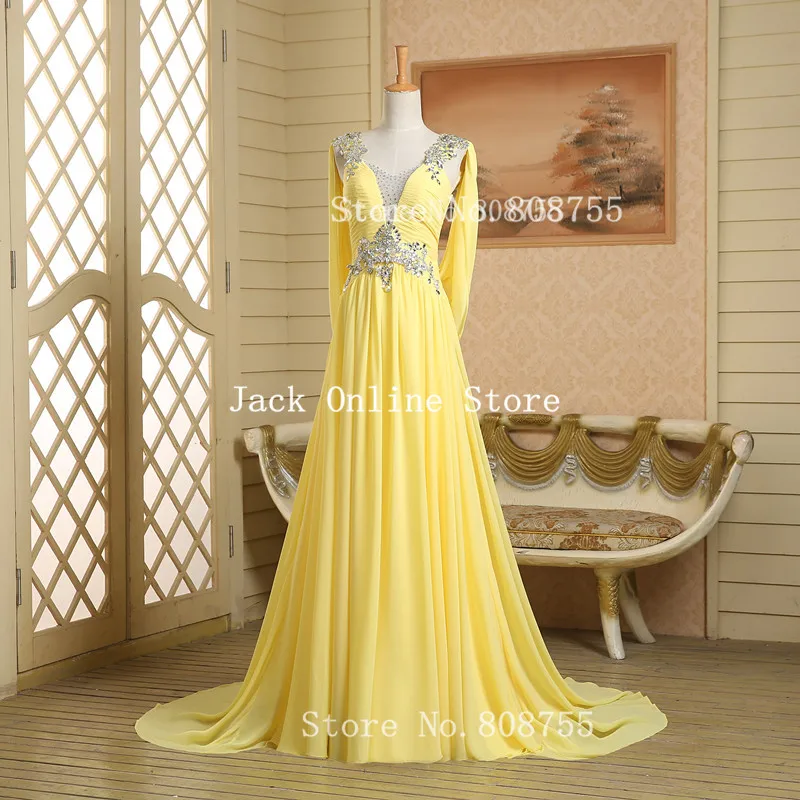 Buy Real Photos Yellow Long Prom Dresses 2017 Long V
