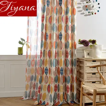 

Colorful Curtains for Living Room Geometric Print Tulle Curtain Window Bedroom Treatment Kitchen Sheer Fabrics Drapes T&090 #30