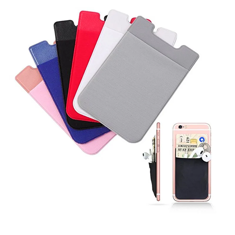 

Fashion Creative Elastic Lycra Cell Phone Wallet Case Women Men Credit ID Card Holder Pocket Stick Adhesive 9.9*5.5cm