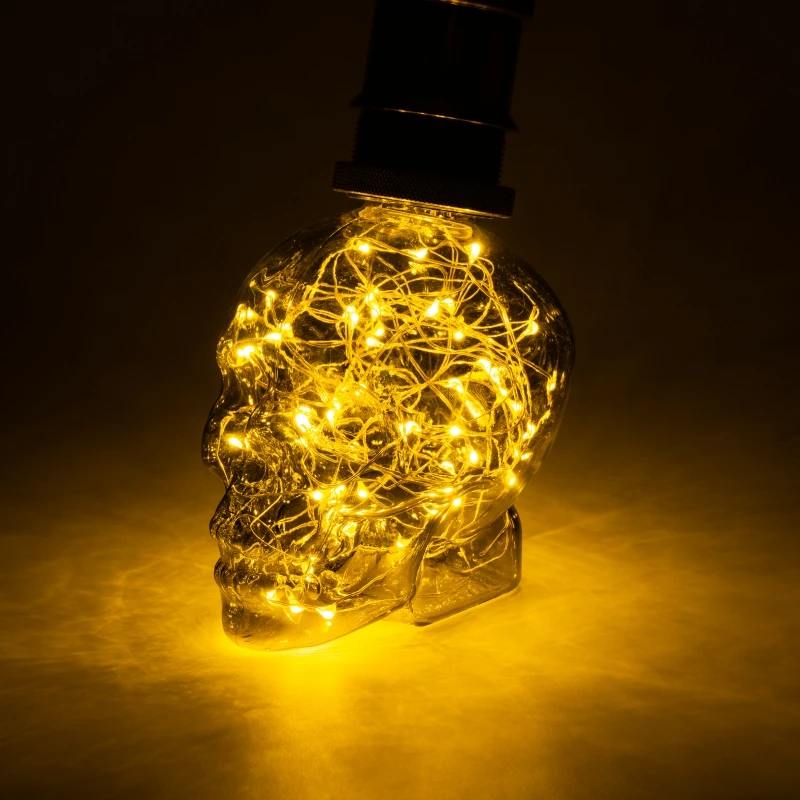 Led RGB Гирлянда череп Медный провод лампы 110 V 220 E27 1 8 W украшения для Хэллоуина и